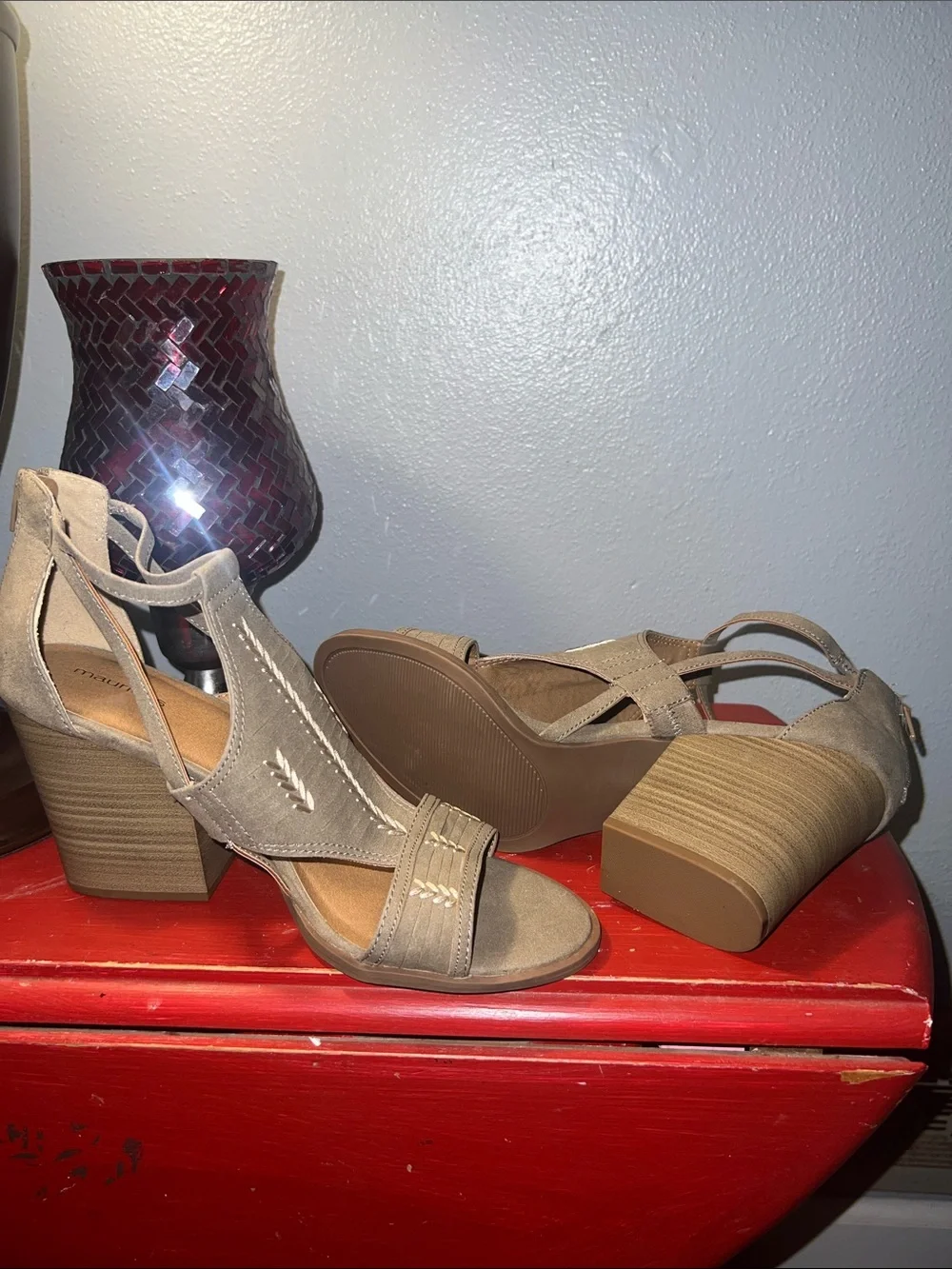 Maurices Elsy Arrow Embroidered Strappy Sandal.